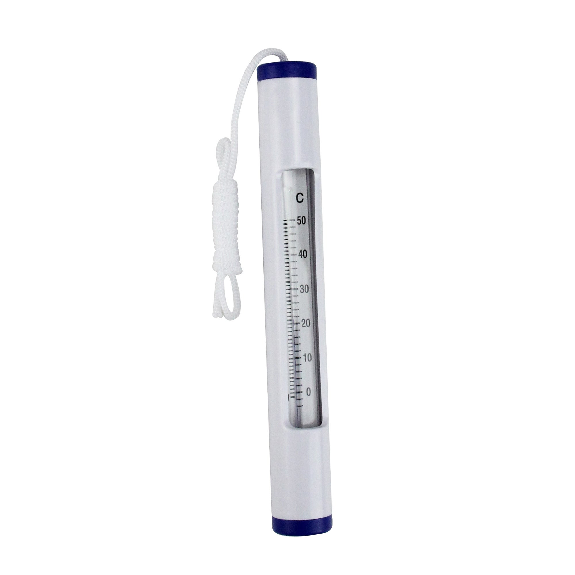 6" White and Blue Round Pool Thermometer